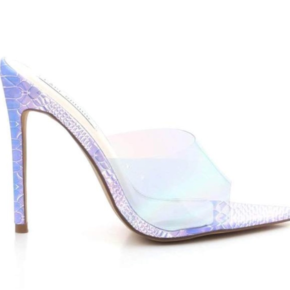 Iridescent Mermaid Clear Pointed Stiletto Mules - Picture 4 of 5